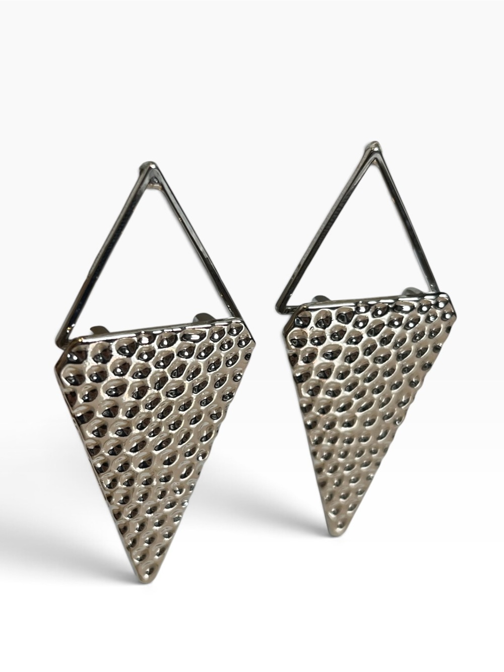 🍭5 for $20🍭 Boho Silver Tone Hammered Metal Triangle Stud Earrings CC X